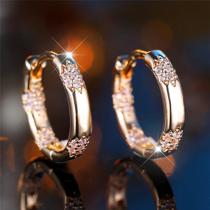 Kristal witte zirkoon steen hoepel oorbellen voor dames mode vrouwelijke gouden kleur bruiloft sieraden