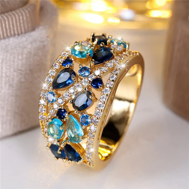 Isadora Teardrop Crystal Ring close-up detail