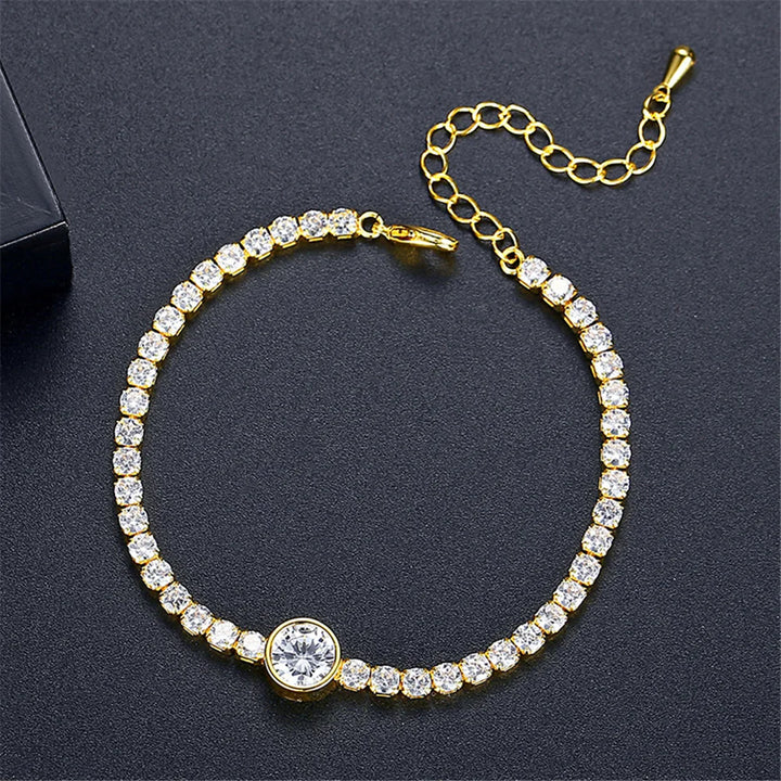 Charme Vrouwelijke Witte Zirkoon Steen Ronde Vierkante Hart Armband Schattige Gouden Kleur Verstelbare Bruiloft Sieraden Voor Vrouwen