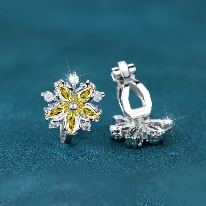 Luxe Vrouwelijke Kleine Paarse Zirkoon Stenen Clip Oorbellen Charme Zilveren Kleur Bruiloft Sieraden Voor Vrouwen