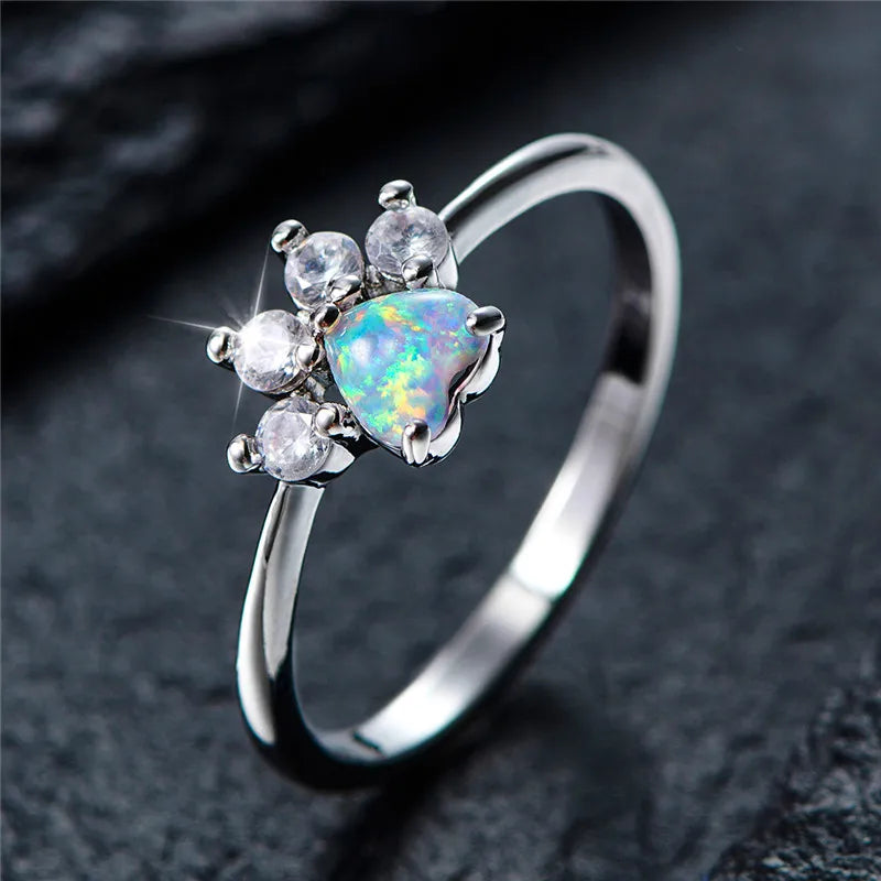 Paw Amour | Opal-Look Paw Heart Ring