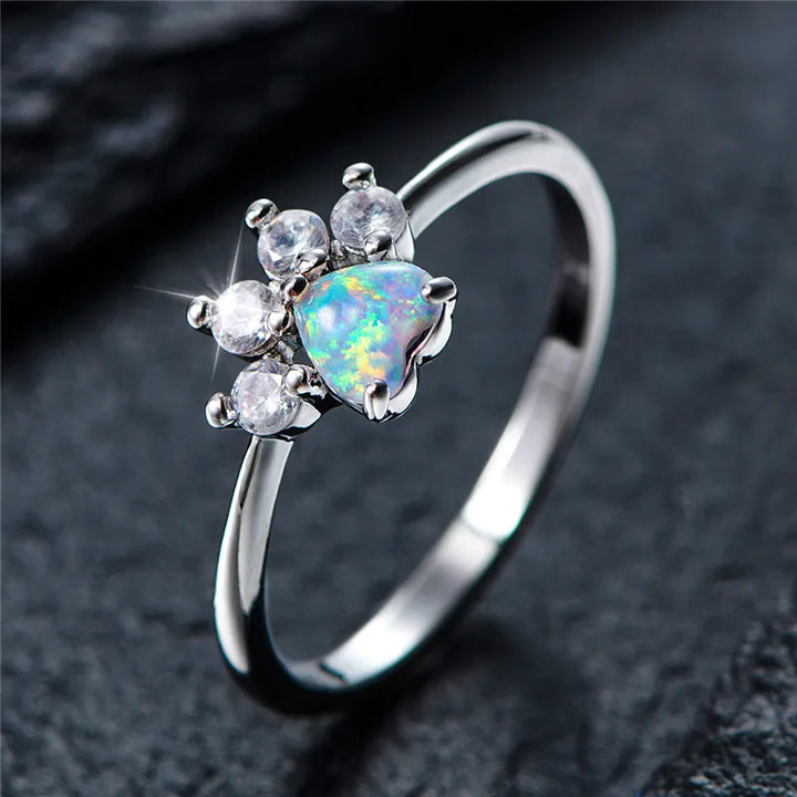 Paw Amour | Opal-Look Paw Heart Ring