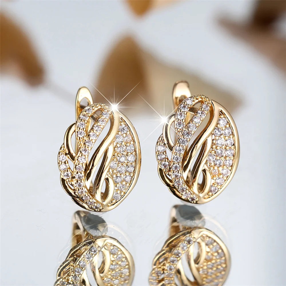 Laurel Crystal Leaf Hoop Earrings hero view