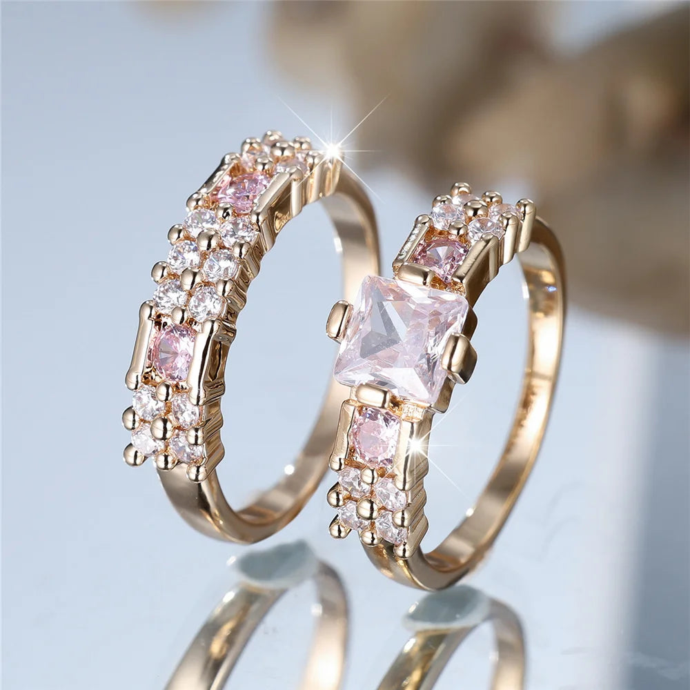 Amelia Blush Crystal Ring Set alternate view