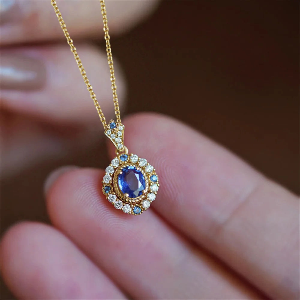 Soleil Bleu | Blue Round Pendant Necklace