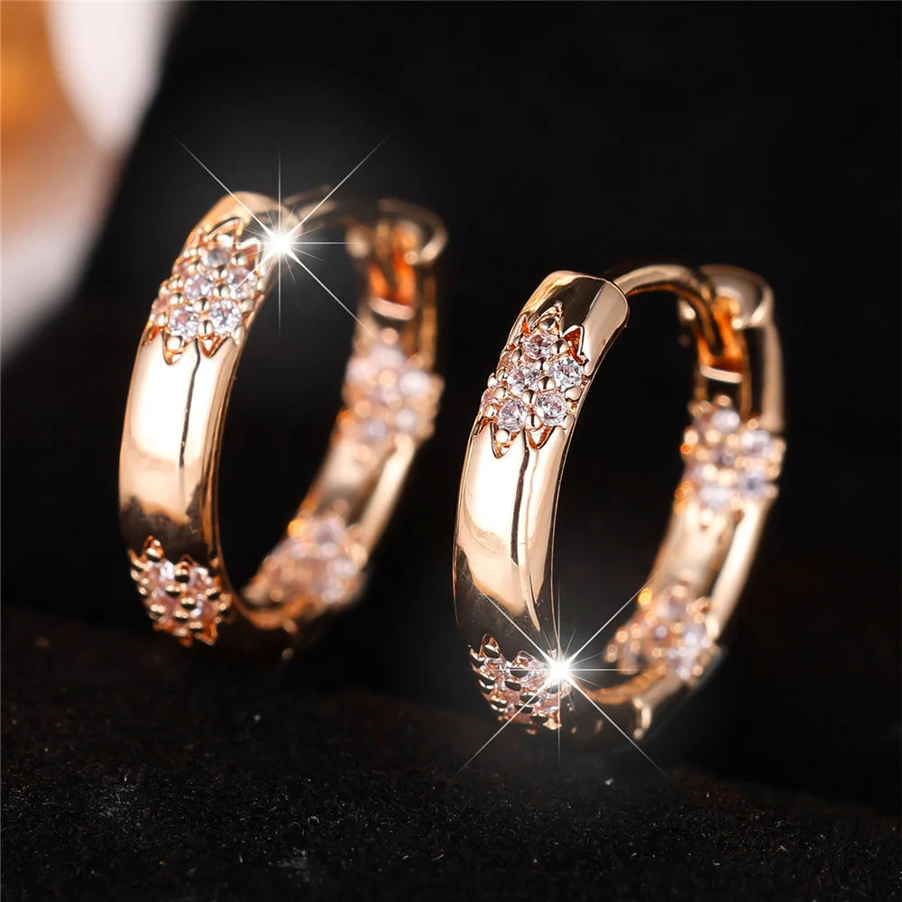 Kristal witte zirkoon steen hoepel oorbellen voor dames mode vrouwelijke gouden kleur bruiloft sieraden