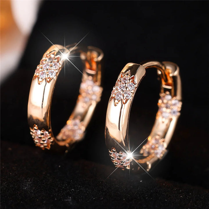Kristal witte zirkoon steen hoepel oorbellen voor dames mode vrouwelijke gouden kleur bruiloft sieraden