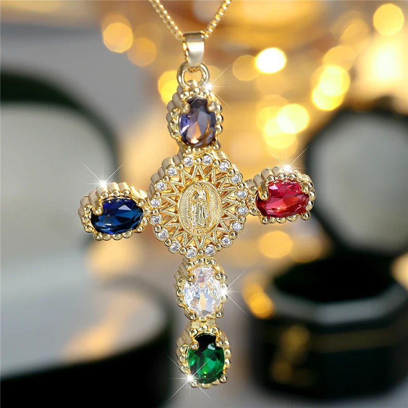 Faith Colorstone Cross Pendant Necklace hero view