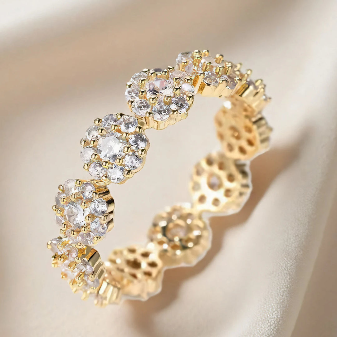 Luxe Vrouwelijke Charme Witte Zirkoon Geel Goud Kleur Ringen Voor Vrouwen Kristal Steen Engagement Bruiloft Sieraden