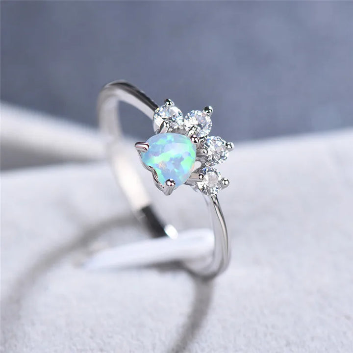 Paw Amour | Opal-Look Paw Heart Ring