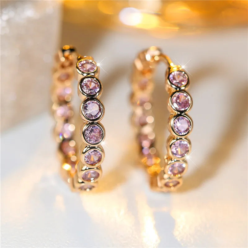 Luxe vrouwelijke kleine zwarte ronde oorbellen charme geel goud kleur trendy zirkoon steen bruiloft sieraden