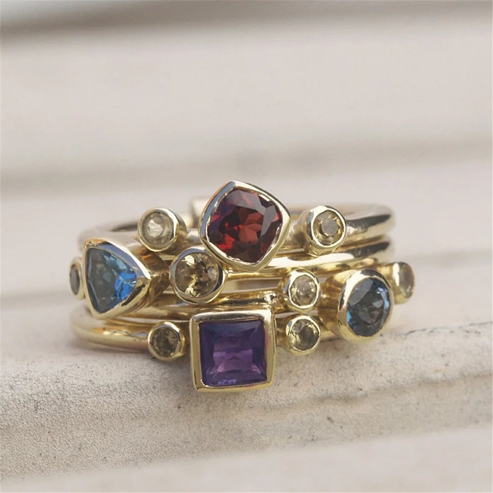 Marisol Rainbow Crystal Ring close-up detail