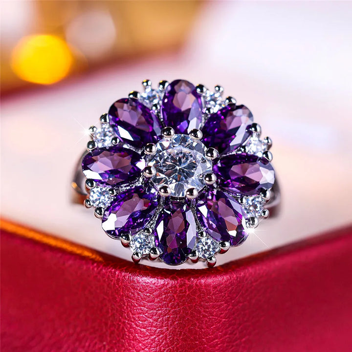 Violet Sun | Crystal Flower Ring