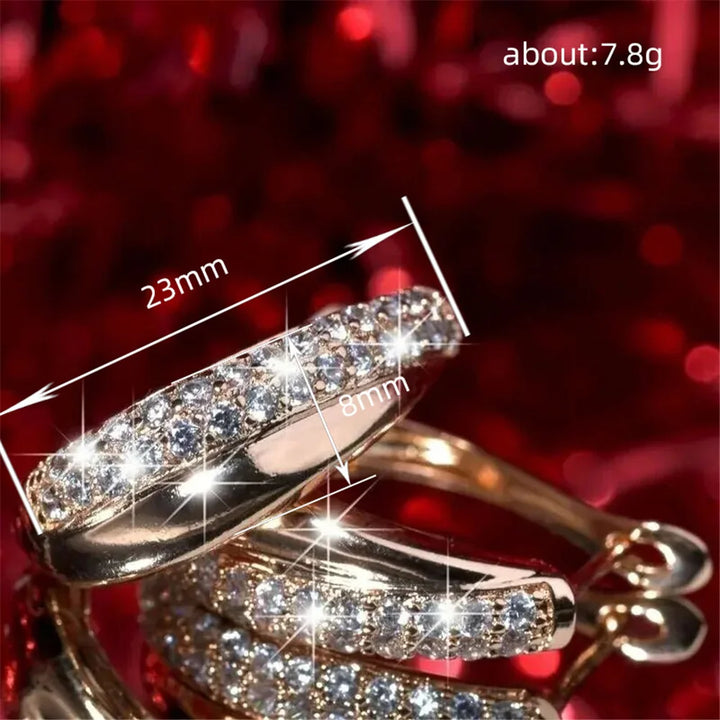 Schattige Vrouwelijke Witte Zirkoon Steen Ronde Oorringen Mode Rose Gouden Kleur Bruiloft Sieraden Voor Vrouwen