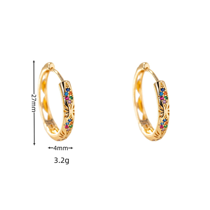 Leuke Vrouwelijke Witte Regenboog Zirkoon Steen Hoepel Oorbellen Luxe Gouden Kleur Bruiloft Sieraden Voor Vrouwen