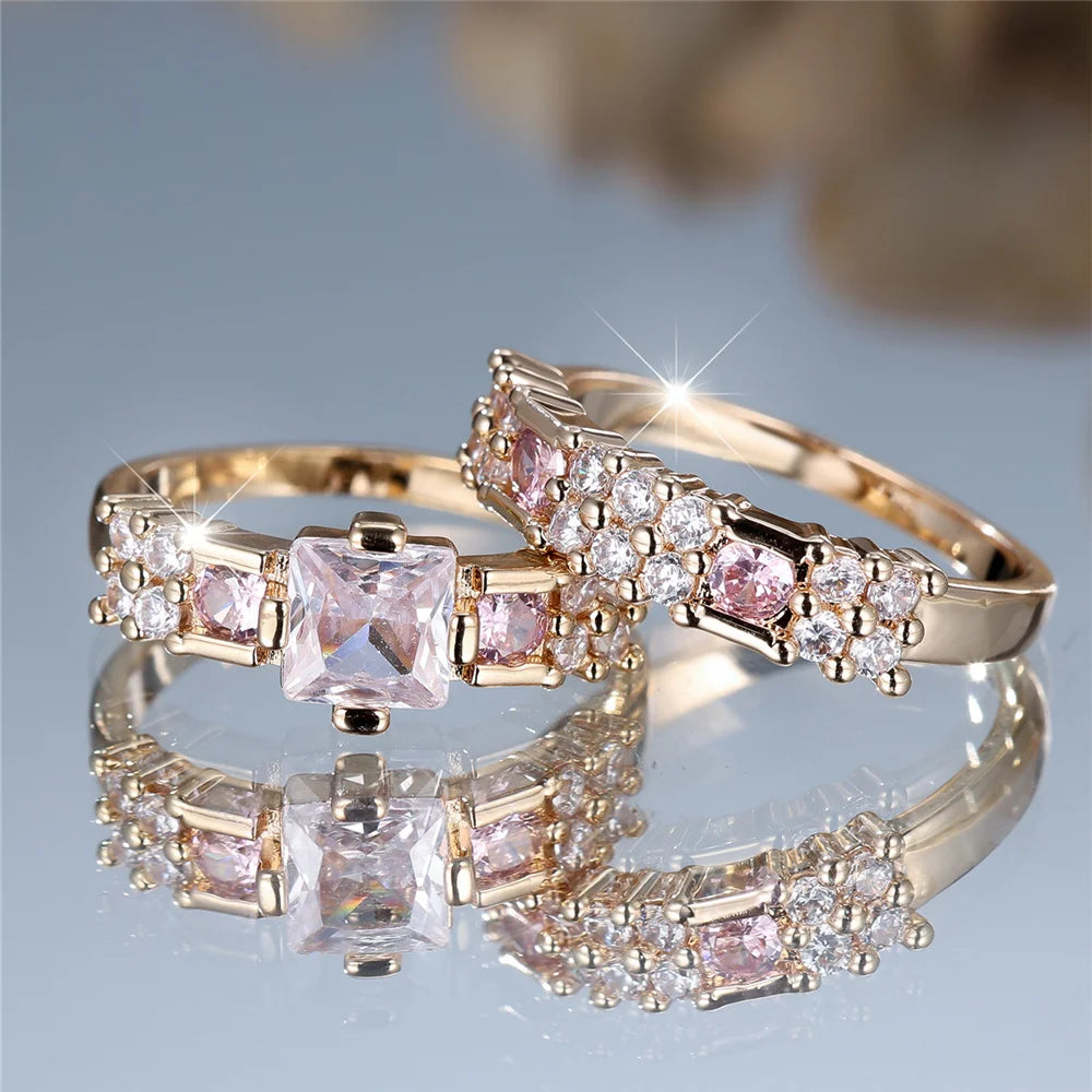 Amelia Blush Crystal Ring Set hero view