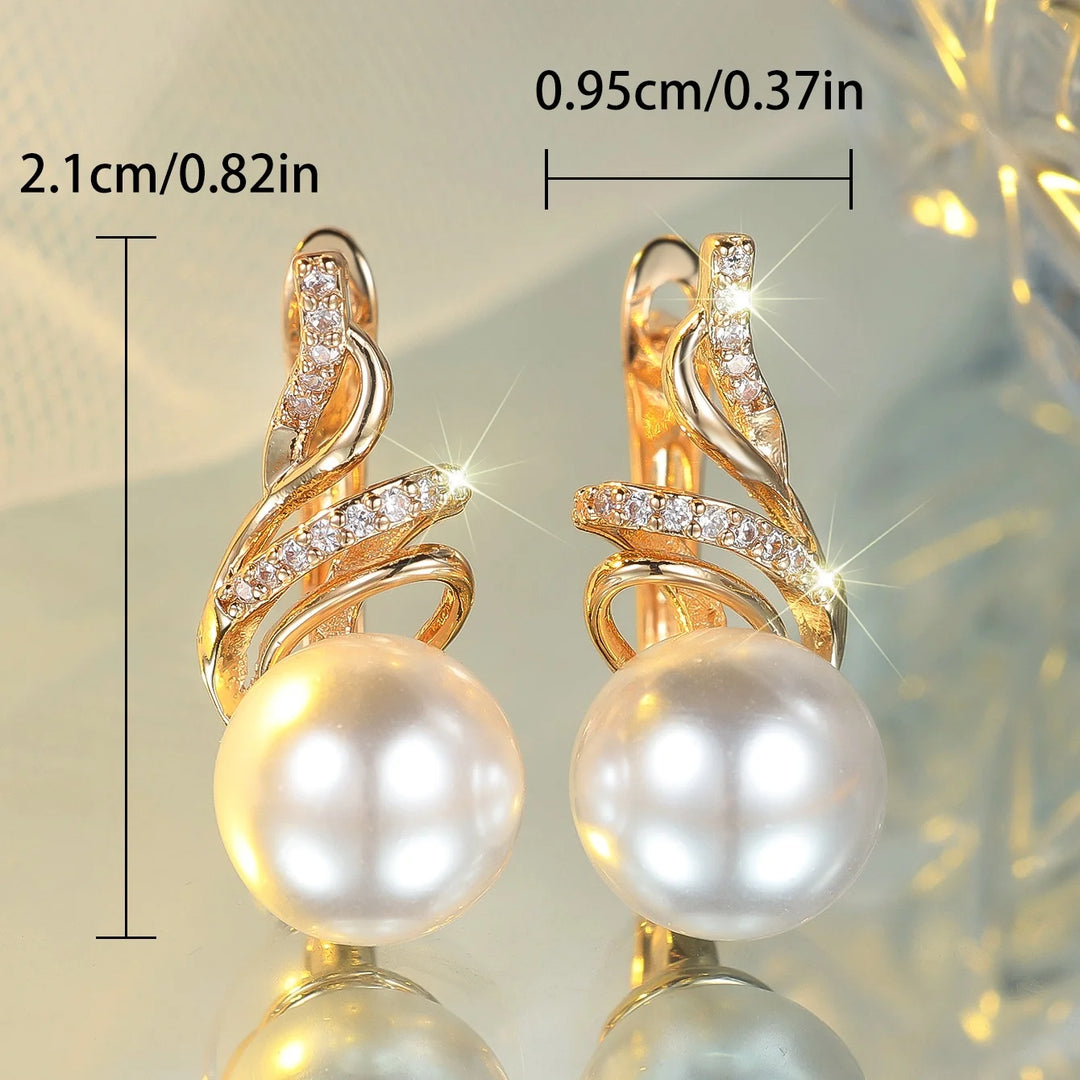 Perla Crystal Pearl-Look Hoop Earrings close-up detail