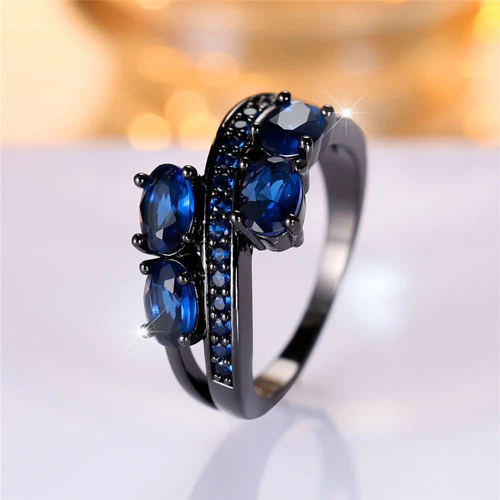 Nocturne Blue Oval Crystal Ring additional detail