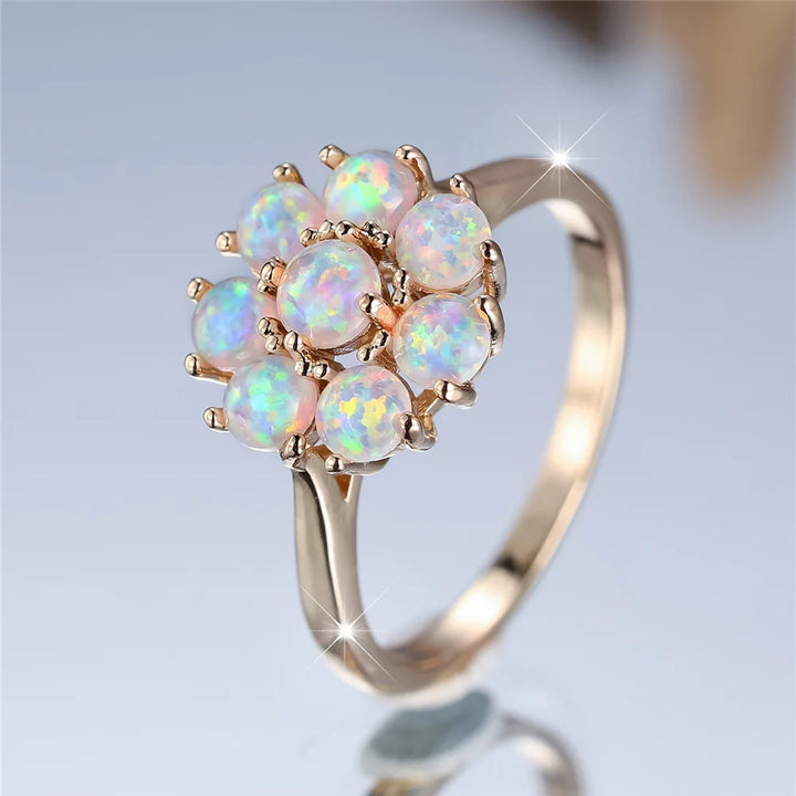 Opalina | White Opal-Look Flower Ring