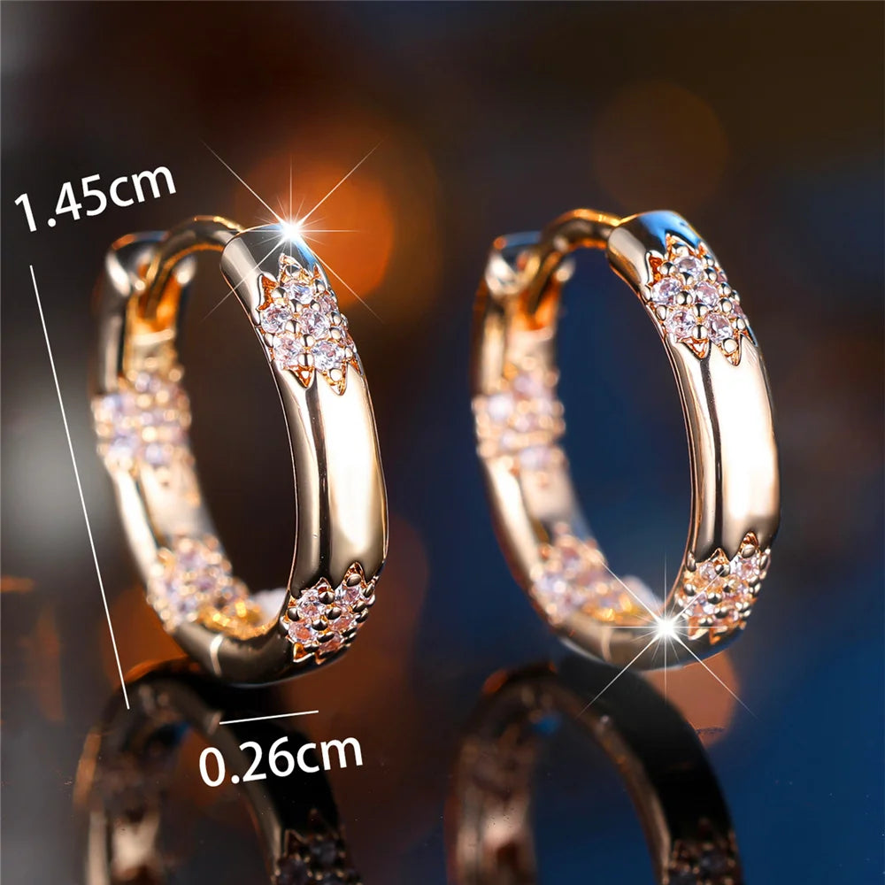 Kristal witte zirkoon steen hoepel oorbellen voor dames mode vrouwelijke gouden kleur bruiloft sieraden