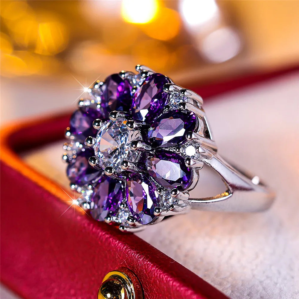 Violet Sun | Crystal Flower Ring