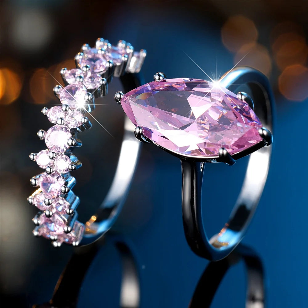 Blush Promise | Pink Crystal Ring Set