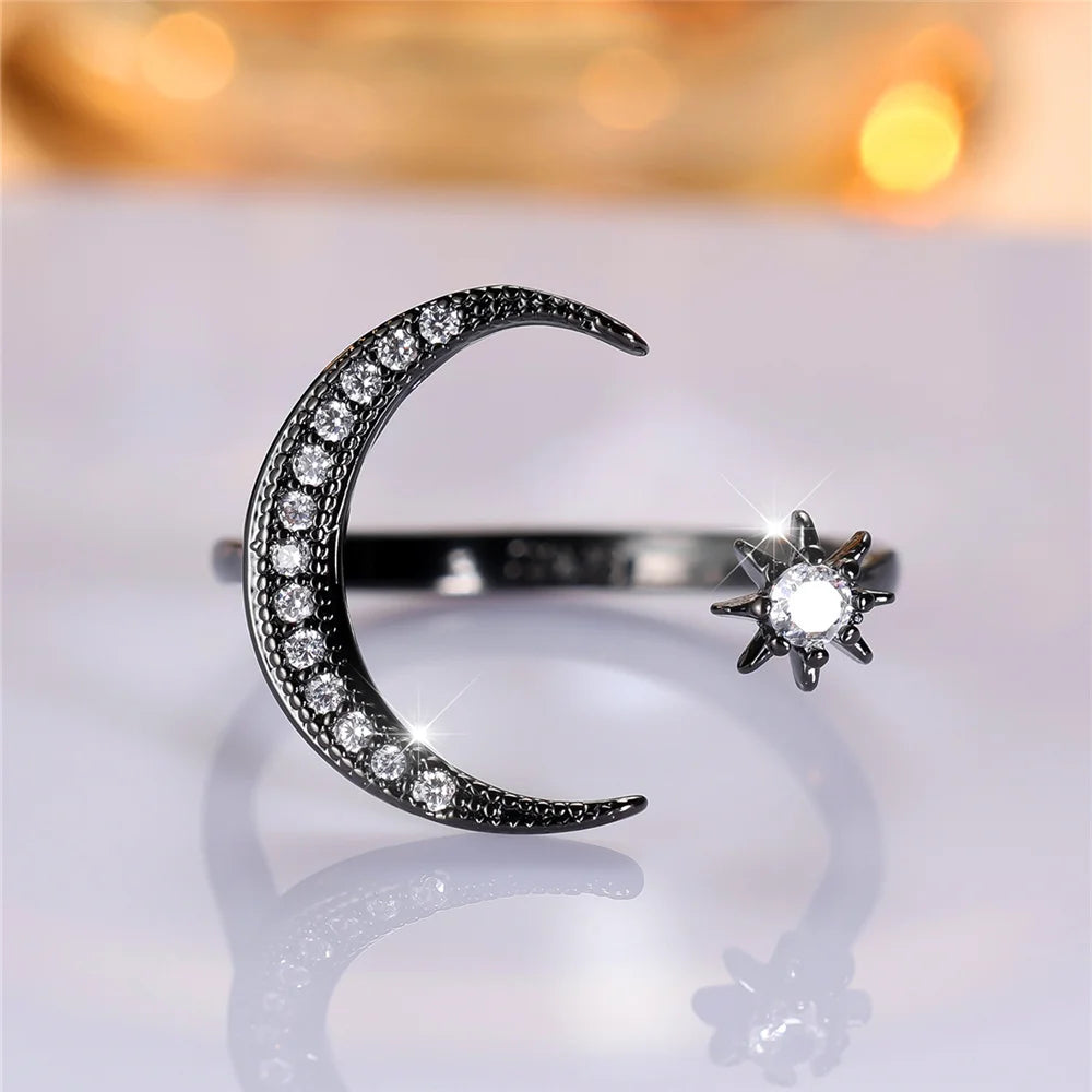 Nocturna | Moon &amp; Star Open Ring