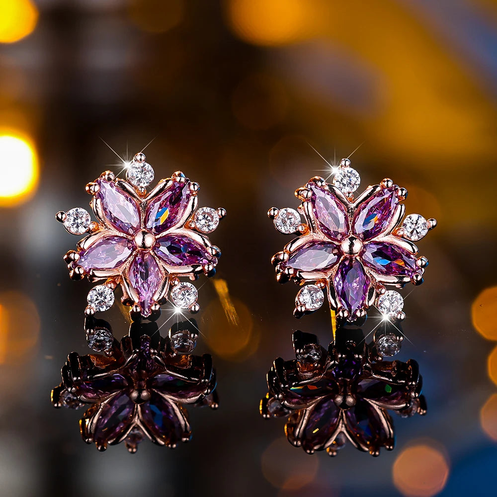 Snowkiss | Colorstone Snowflake Stud Earrings