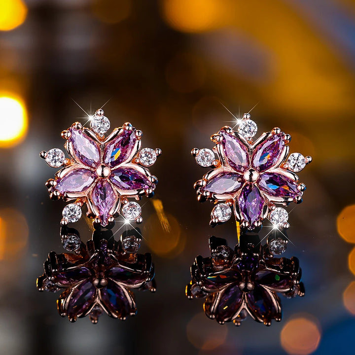 Snowkiss | Colorstone Snowflake Stud Earrings