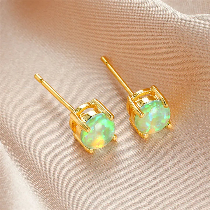 Opalette | Round Opal-Look Stud Earrings