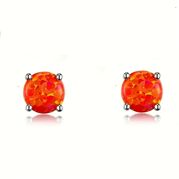 Schattige Vrouwelijke Blauwe Kristal Wit Groen Vuur Opaal Steen Oorknopjes Zilveren Kleur Bruiloft Sieraden Voor Vrouwen