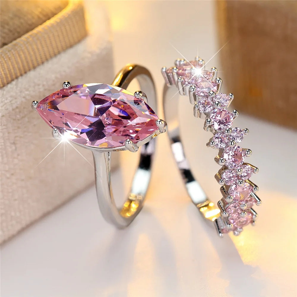 Blush Promise | Pink Crystal Ring Set