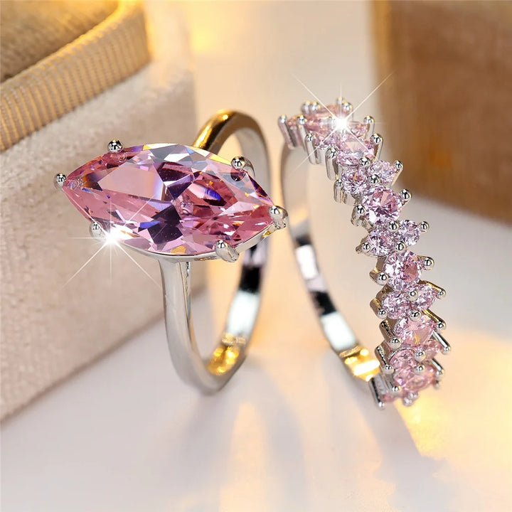 Blush Promise | Pink Crystal Ring Set