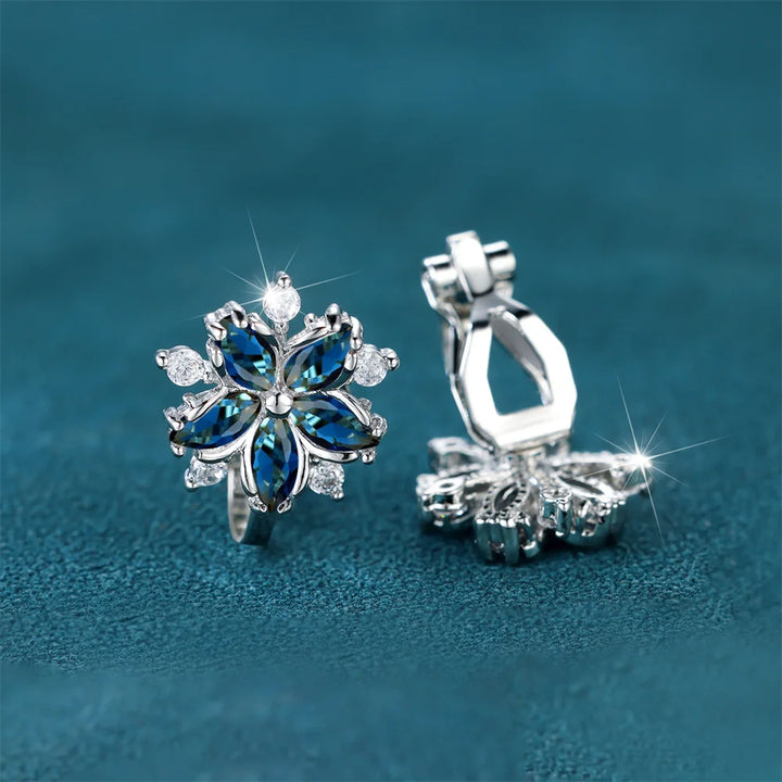 Luxe Vrouwelijke Kleine Paarse Zirkoon Stenen Clip Oorbellen Charme Zilveren Kleur Bruiloft Sieraden Voor Vrouwen