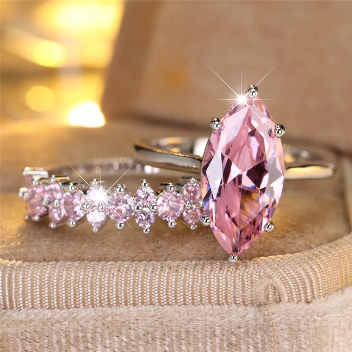 Blush Promise | Pink Crystal Ring Set
