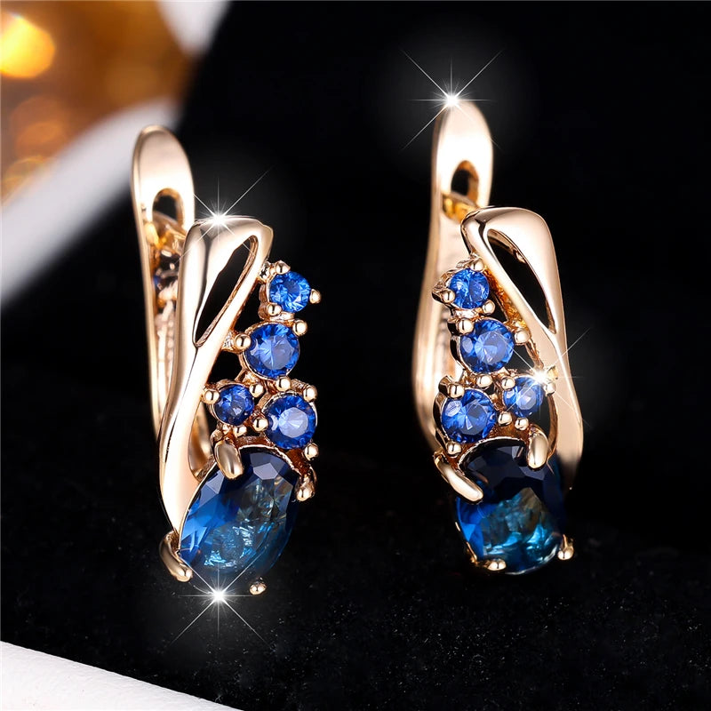 Azurelle Blue Oval Hoop Earrings alternate view