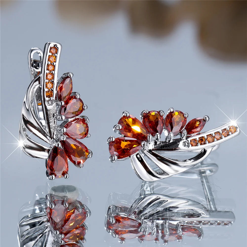 Rubina Red Crystal Hoop Earrings alternate view