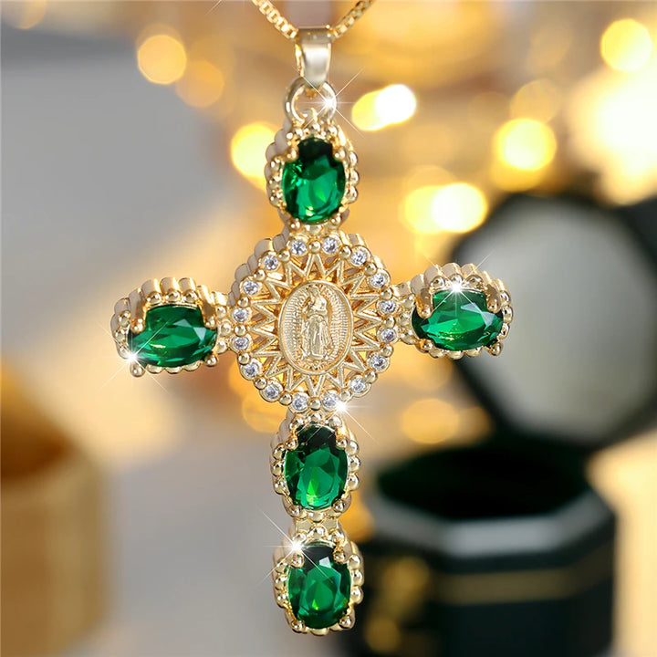Faith Colorstone Cross Pendant Necklace