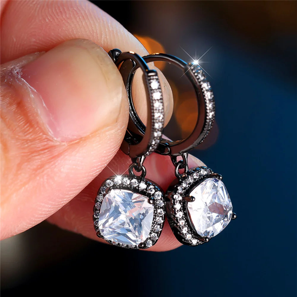 Noctis | Blue &amp; White Crystal Hoop Earrings