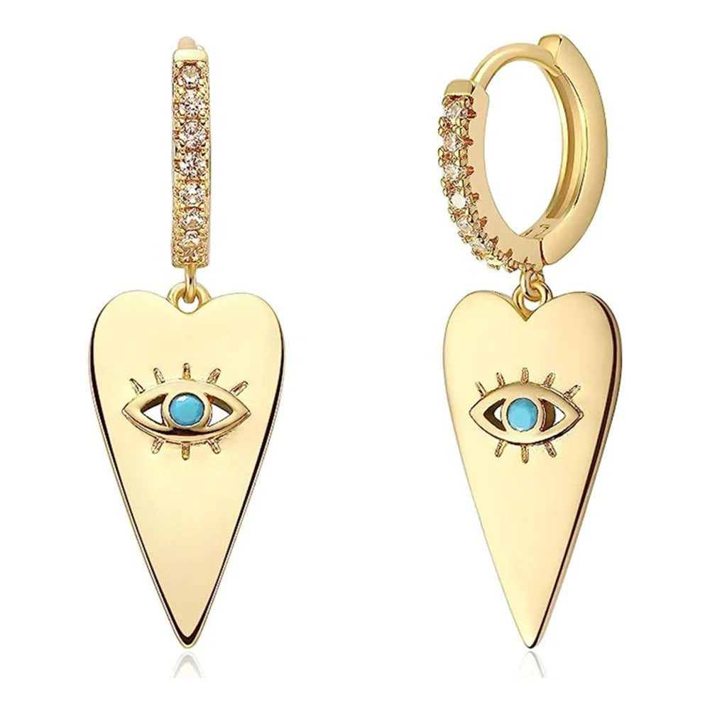 Unieke Vrouwelijke Blauwe Boze Oog Zirkoon Steen Bengelen Oorbellen Sierlijke Gouden Kleur Feestsieraden Voor Vrouwen