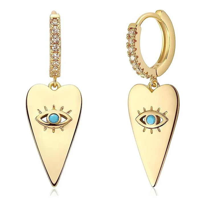 Unieke Vrouwelijke Blauwe Boze Oog Zirkoon Steen Bengelen Oorbellen Sierlijke Gouden Kleur Feestsieraden Voor Vrouwen