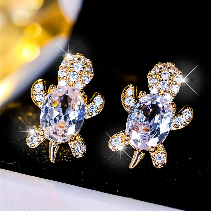 Marina Turtle Crystal Stud Earrings hero view