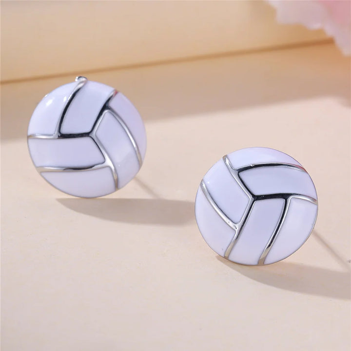 Alba White Enamel Stud Earrings additional detail