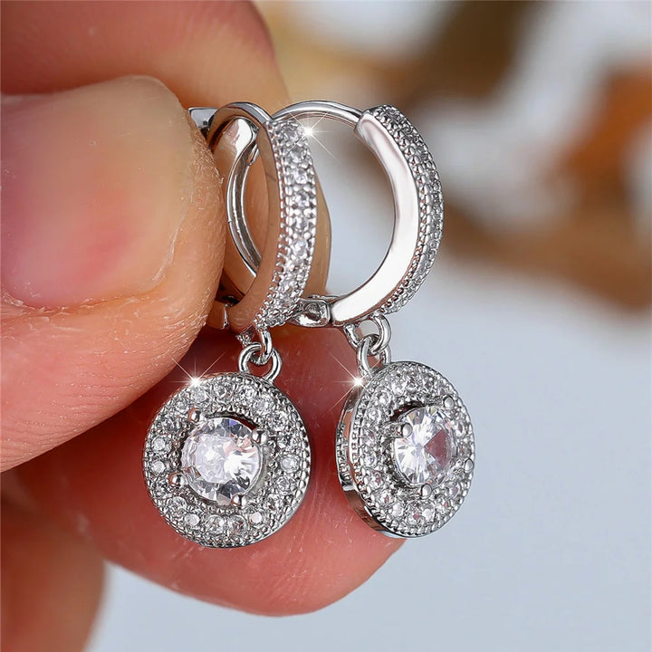 Clarisse Crystal Geometric Hoop Earrings close-up detail