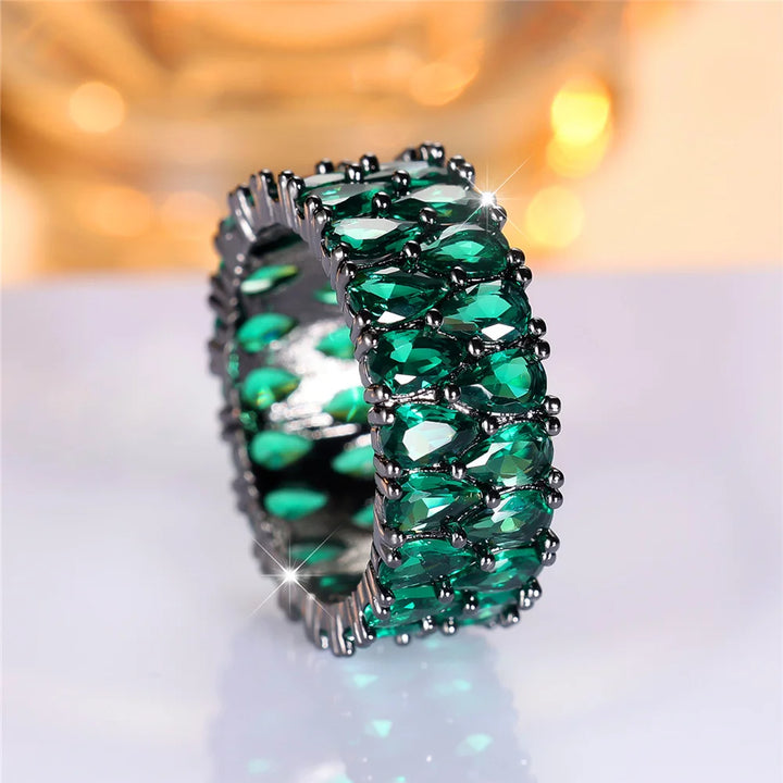 Verdant Noir | Green Crystal Ring