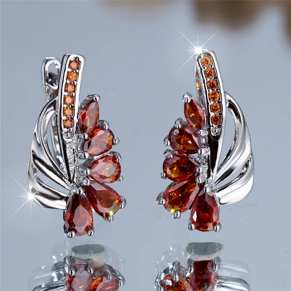 Rubina Red Crystal Hoop Earrings hero view