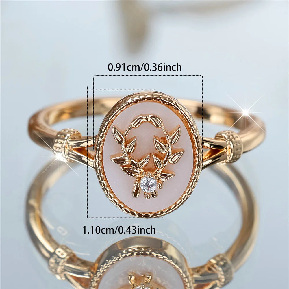 Sylvie Enamel Leaf Ring additional detail