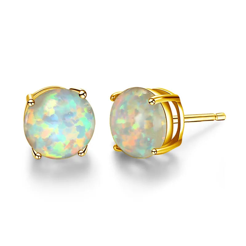Opalette | Round Opal-Look Stud Earrings
