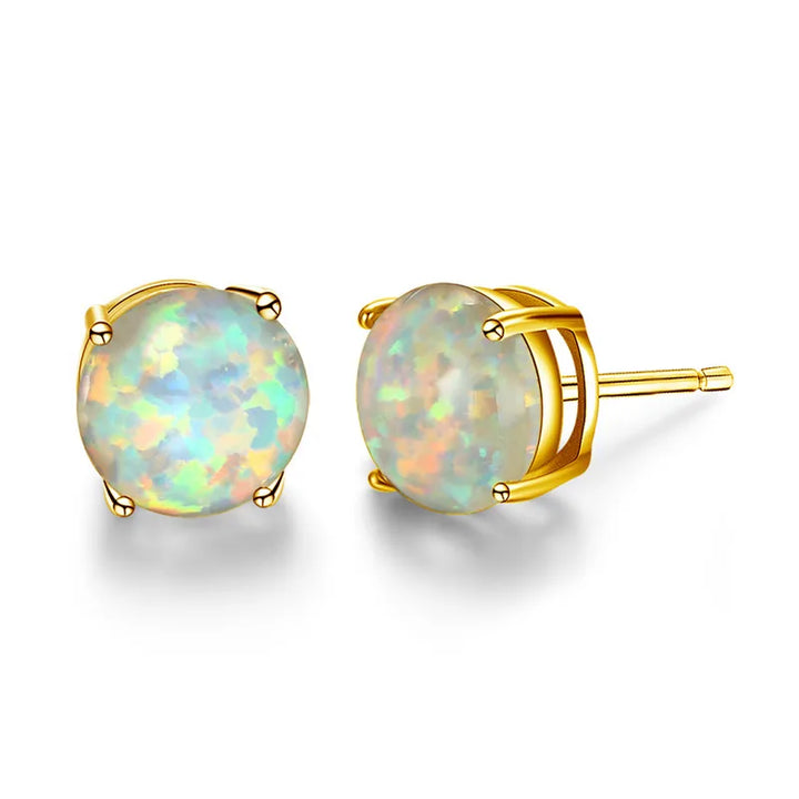 Opalette | Round Opal-Look Stud Earrings