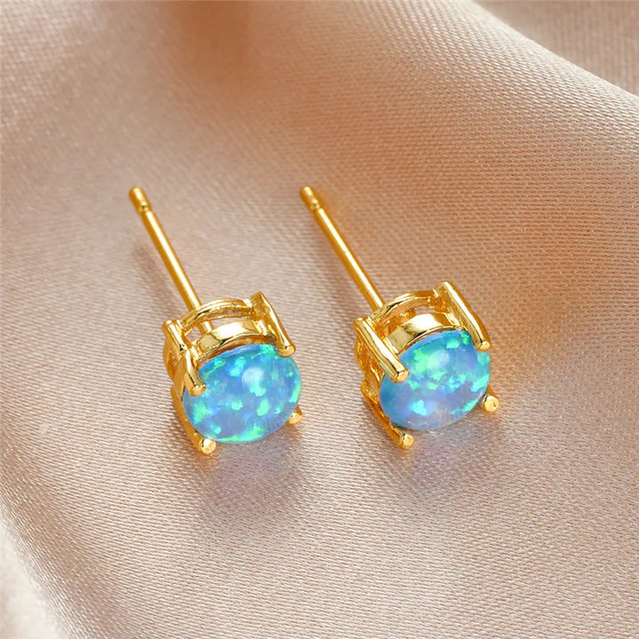 Opalette | Round Opal-Look Stud Earrings